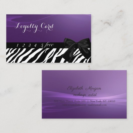 Moderne stijlvolle Kaart, boeg, Zebra Print Loyalt Klantenkaartje (Voorkant / Achterkant)