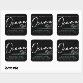 Moderne, stijlvolle kaartenlabel in de Zwarte Ocea Vierkante Sticker (Vel)