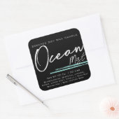 Moderne, stijlvolle kaartenlabel in de Zwarte Ocea Vierkante Sticker (Envelop)