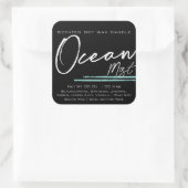 Moderne, stijlvolle kaartenlabel in de Zwarte Ocea Vierkante Sticker (Tas)