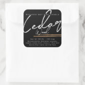 Moderne, stijlvolle kaartenlabel in zwarte cedar vierkante sticker (Tas)