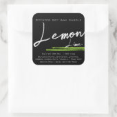Moderne, stijlvolle kaartenlabel zwart leemon vierkante sticker (Tas)