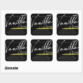 Moderne, stijlvolle kaartenlabel Zwarte Vanilla Vierkante Sticker (Vel)