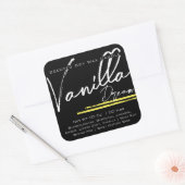 Moderne, stijlvolle kaartenlabel Zwarte Vanilla Vierkante Sticker (Envelop)