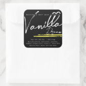 Moderne, stijlvolle kaartenlabel Zwarte Vanilla Vierkante Sticker (Tas)