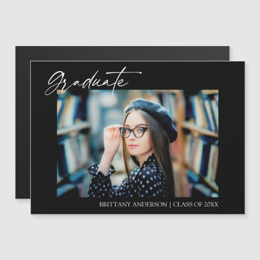 Moderne Stijlvolle Kalligrafie Afstuderen Magneet  (Voorkant / Achterkant)