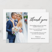 Moderne, stijlvolle kalligrafie Fotobruiloft Bedankkaart (Voorkant / Achterkant)