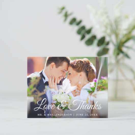 Moderne stijlvolle kalligrafie Liefde en Dank Trou Briefkaart (Staand voorkant)