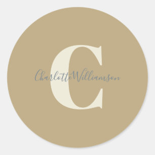 Moderne stijlvolle kalligrafie monogram naam goud ronde sticker