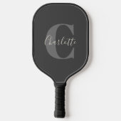 Moderne stijlvolle kalligrafie monogram zwart grij pickleball paddle (Achterkant)