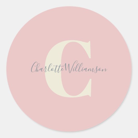 Moderne stijlvolle kalligrafie Monogrammed Name Pi Ronde Sticker (Voorkant)
