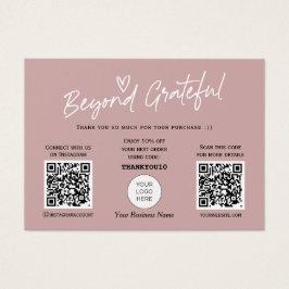 Moderne, stijlvolle kalligrafie QR-code bedankt je Visitekaartje