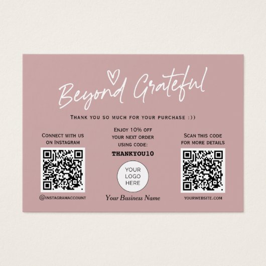 Moderne, stijlvolle kalligrafie QR-code bedankt je Visitekaartje (Voorkant)
