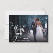 Moderne Stijlvolle Kalligrafie Script 2 Foto Bruil Bedankkaart (Voorkant)