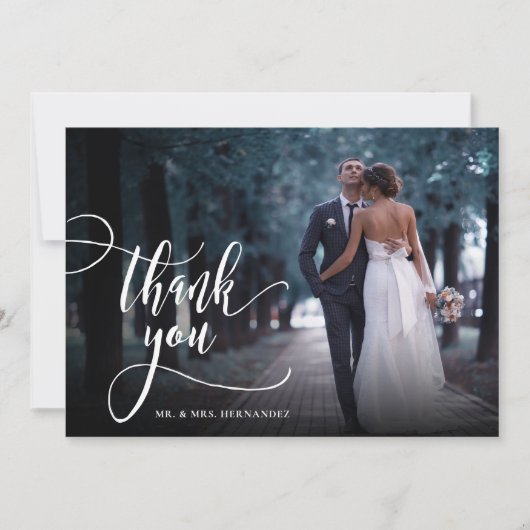 Moderne Stijlvolle Kalligrafie Script 2 Foto Bruil Bedankkaart (Voorkant)