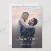 Moderne stijlvolle kalligrafie script foto bruilof save the date (Voorkant)