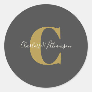 Moderne, stijlvolle kalligrafie - zwart goud ronde sticker
