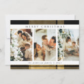 Moderne Stijlvolle Kerst Gouden Plakken Fotocollag Feestdagenkaart (Voorkant)