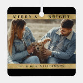 Moderne Stijlvolle Kerst Meneer en mevrouw Paar Fo Metalen Ornament (Achterkant)