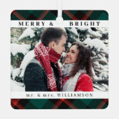 Moderne Stijlvolle Kerst Meneer en mevrouw Paar Fo Metalen Ornament (Achterkant)