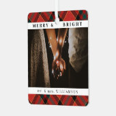 Moderne Stijlvolle Kerst Meneer en mevrouw Paar Fo Metalen Ornament (Voorkant links)