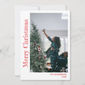 Moderne stijlvolle kerstfamiliefoto  feestdagenkaart (Voorkant)