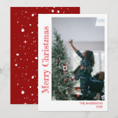 Moderne stijlvolle kerstfamiliefoto  feestdagenkaart (Voorkant / Achterkant)