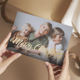 Moderne stijlvolle kerstfoto  folie feestdagenkaart