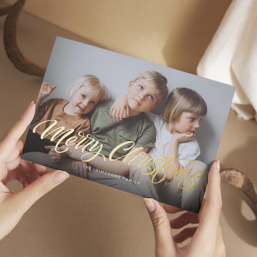 Moderne stijlvolle kerstfoto  folie feestdagenkaart