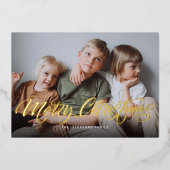 Moderne stijlvolle kerstfoto  folie feestdagenkaart (Voorkant)