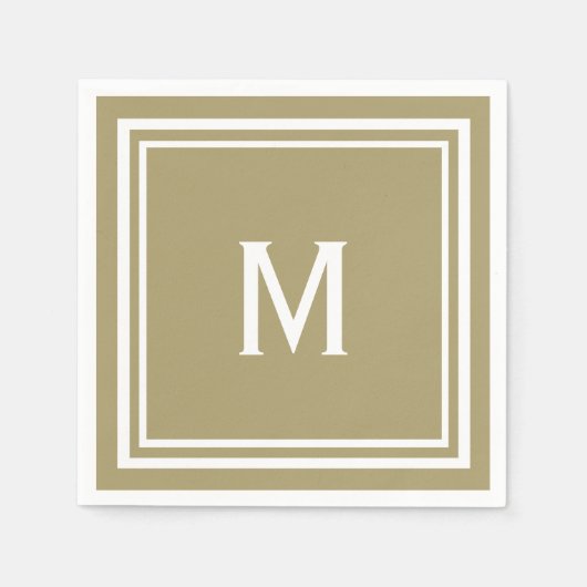 Moderne stijlvolle Khaki Tan Monogram Servet (Voorkant)