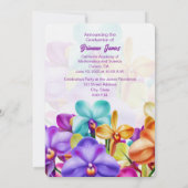 Moderne stijlvolle kleurrijke orchideeën Afstudere Kaart (Achterkant)