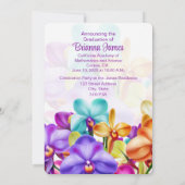 Moderne stijlvolle kleurrijke orchideeën Afstudere Save The Date (Achterkant)