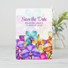 Moderne stijlvolle kleurrijke orchideeën Afstudere Save The Date