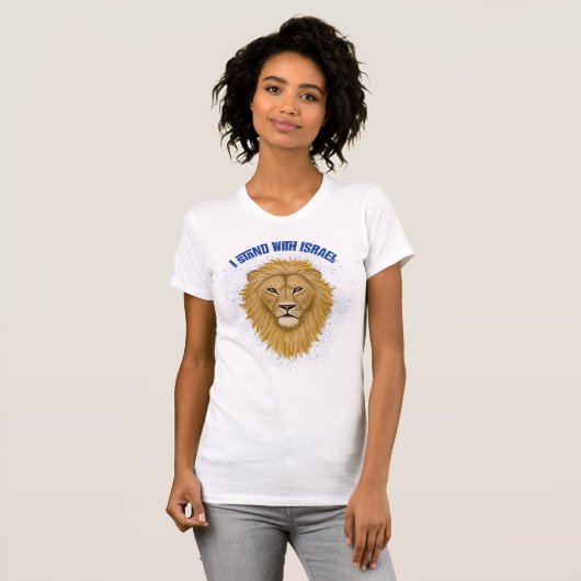 Moderne Stijlvolle Leeuw van Juda I Stand met Isra T-shirt (Voorkant volledig)