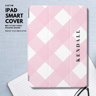 Moderne Stijlvolle Leuke Blush Roze Gingham Plaid  iPad Air Cover
