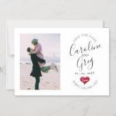 Moderne stijlvolle liefdesfoto Foto slaat de datum Magnetische Uitnodiging (Voorkant)