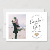 Moderne stijlvolle liefdesfoto Foto slaat de datum Magnetische Uitnodiging (Voorkant)