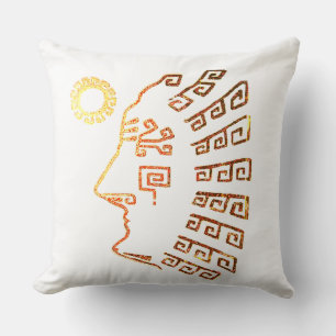 Moderne, stijlvolle machine Picchu Tekenen op wit Kussen