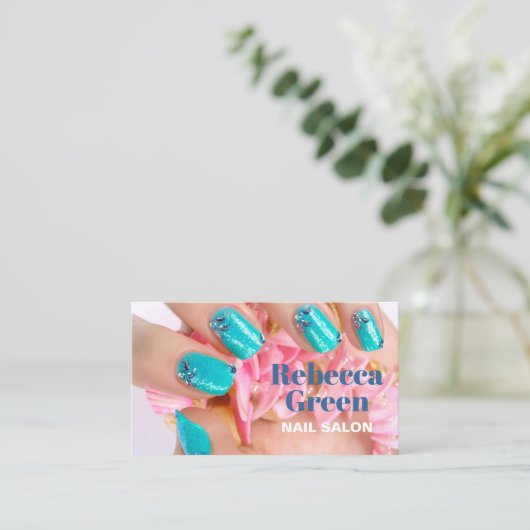 Moderne Stijlvolle Manicurist Nail Artist Nail Sal Visitekaartje (Staand voorkant)