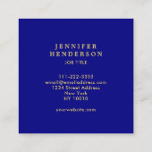 Moderne, stijlvolle marineblauw goudprofessional vierkante visitekaartje (Achterkant)