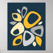 Moderne Stijlvolle Marineblauwe Mosterd Abstracte Poster (Voorkant)