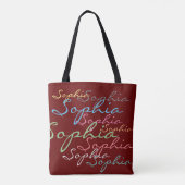 Moderne stijlvolle Maximalistische aangepaste naam Tote Bag (Achterkant)