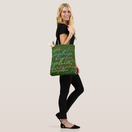 Moderne stijlvolle Maximalistische aangepaste naam Tote Bag (Op model)