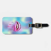 Moderne, stijlvolle metalen dripslangen holografis bagagelabel (Voorkant horizontaal)