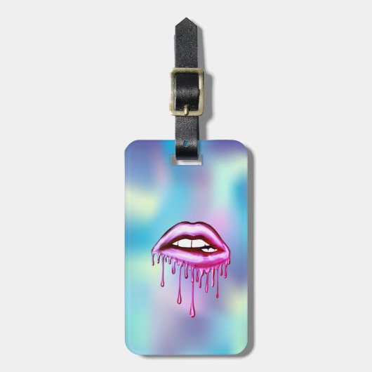 Moderne, stijlvolle metalen dripslangen holografis bagagelabel (Voorkant verticaal)