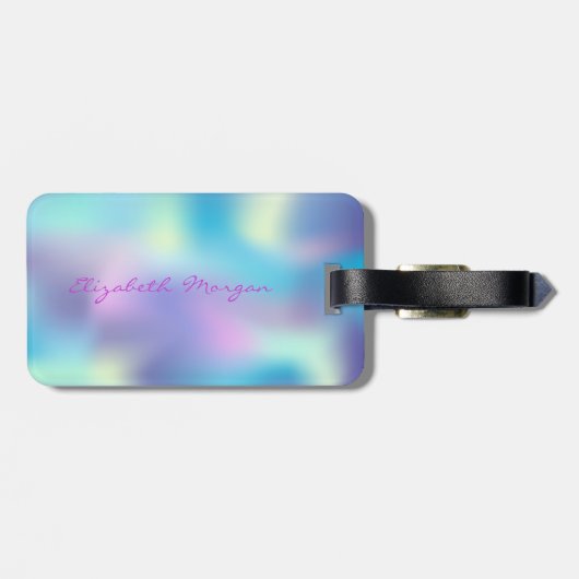 Moderne, stijlvolle metalen dripslangen holografis bagagelabel (Achterkant horizontaal)