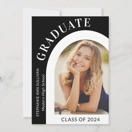 Moderne stijlvolle middelbare school Afstuderen fo Aankondiging (Voorkant)