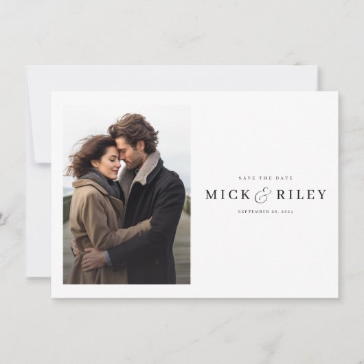 Moderne stijlvolle minimale foto bruiloft opslaan  kaart (Voorkant)