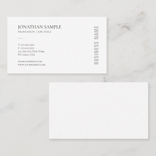 Moderne, stijlvolle, minimale ontwerpweergave visitekaartje (Voorkant / Achterkant)